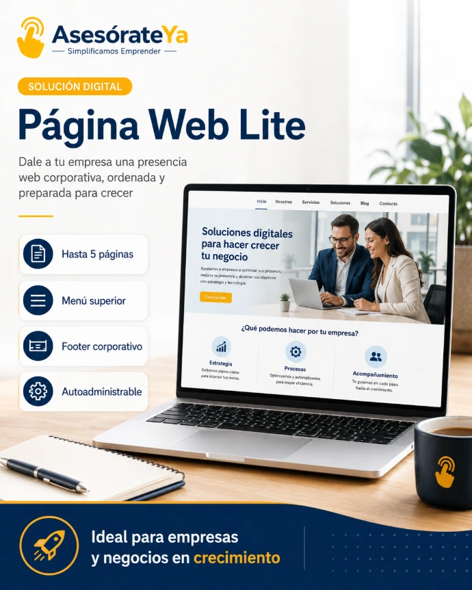 Ejemplo visual de Página Web Lite corporativa de hasta cinco páginas