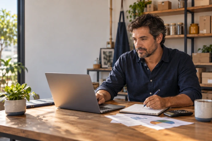 Emprendedor aprendiendo herramientas para mejorar la gestión de su negocio
