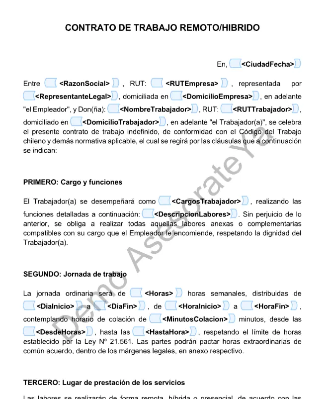 Descarga Contrato de Trabajo Hibrido o Remoto
