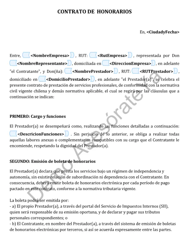 Descarga Contrato a Honorarios