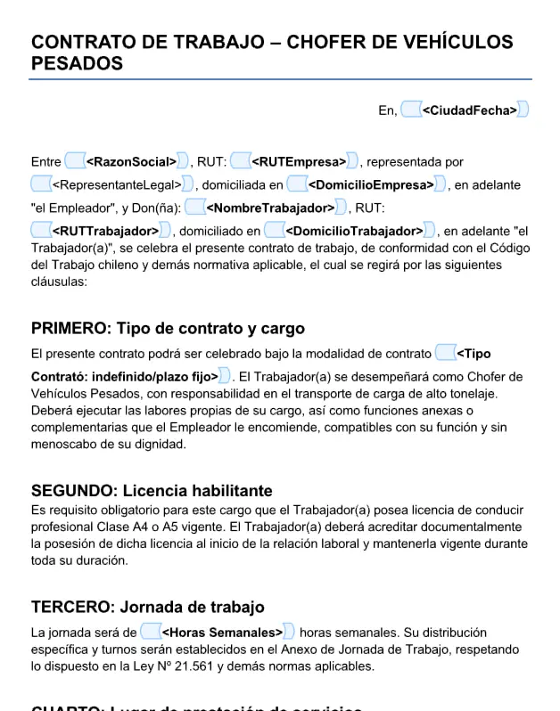 Descarga Contrato Chofer vehiculos pesados